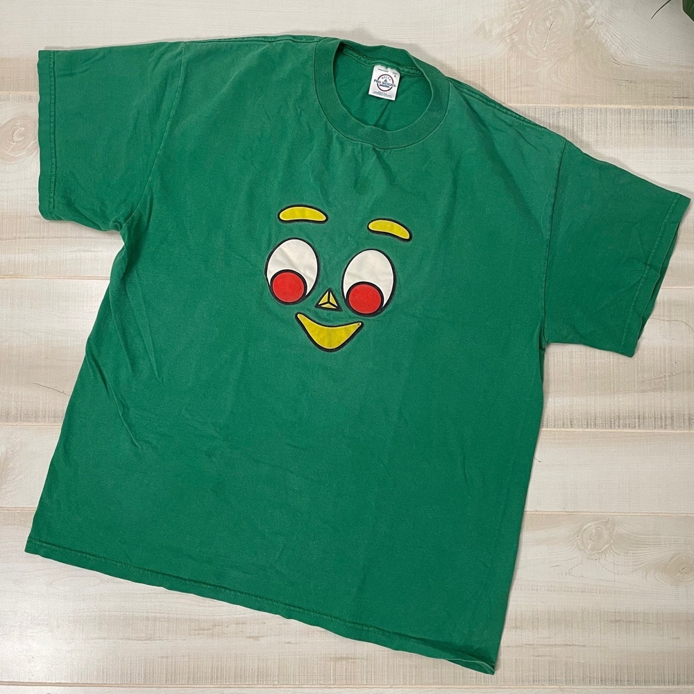 Vintage Gumby Felt Graphic Promo Green T-Shirt Mens Size L